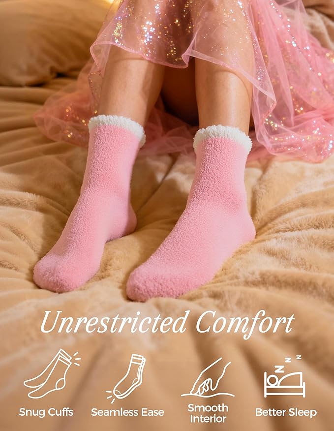 TEHOOK Warm & Cozy Valentines Gifts for Women, Fluffy Fuzzy Plush Sleeping Slipper Socks - Soft Warm Fabric