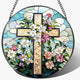 8'' Christian Stained Glass Suncatcher Ornament, Cross Window Hanging, Window Decor, Jesus Home Decor, Gifts for Christmas, Easter Faith Cross Gifts, Religious Gift, Christian Gift