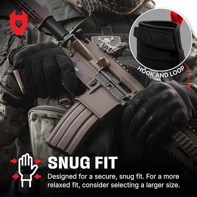NoCry Water Resistant Tactical Shooting Gloves for Men with Soft Padded Knuckle Guards and Reinforced Palm with Non-Slip Grip — Ideal Heavy Duty Black Airsoft Gloves