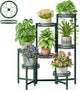 NQW 7 Tier Metal Corner Plant Stand Indoor Outdoor, Folding Tall Plant Rack, Heavy Duty Wrought Iron Flower Pot Stand, Planter Display Rack for Living Room Balcony Garden Patio - GreenFlower