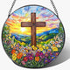 8'' Religious Cross Ornament, Stained Glass Window Hanging, Sun Catcher Window Decor, Christian Holiday Decor, Cross Gifts, Baptism Gifts, Religious Gift, Christian Gift
