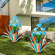TOMBABY Huge Metal Agave Plants Outdoor Decoration Outdoor Garden Decorated with Flowers Mexican Yard Art Plant Garden Gift (Blue 2 Pack)