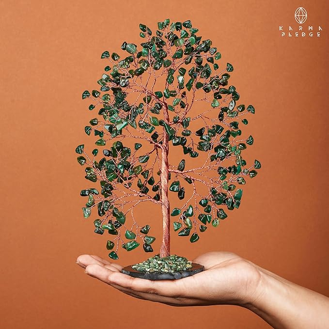 Crystal Trees for Home and Office Decoration, Green Aventurine Chakra Healing Crystals Feng Shui Handmade Trees for Positive Energy, Money, Good Luck, Christmas Decor, Birthday Gifts for Women, Mom