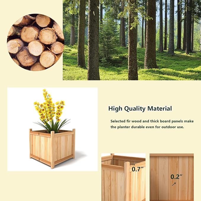 Giantex Raised Garden Bed, Folding Wood Planter for Vegetable Flower, Outdoor Elevated Planting Boxes, Folding Plant Container Patio Lawn Garden Backyard, Easy Assembly, 15" Lx15 Wx14 H