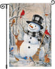 Louise Maelys Winter Garden Flag Snowman Cardinal Deer Rabbit 12x18 Inch Double Sided Welcome Christmas Xmas Holiday Seasonal Plaid Small Burlap Yard Sign Outside Outdoor House Decor