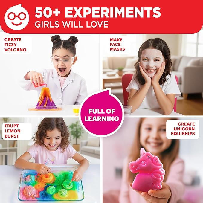 Doctor Jupiter Girls’ First Science Kit for Kids Ages 4-5-6-7-8 | Christmas, Birthday Gift Ideas for 4+ Year Old Girls | STEM Toy Kit with 50+ Experiments | Learning & Educational Projects