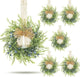 6 PCS Small Winter Blue Berry Cabinet Wreath Artificial Mini Kitchen Wreaths Vintage Swags Wreath with Retro Burlap Ribbon for Farmhouse Rustic Home Front Door Window Pillar Wedding Chair Wall