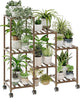 Bamworld Plant Stand with Wheels for Indoor Plants Wood Outdoor Tiered Shelf 3 Tire 7 Potted Ladder Plant Holder Table Pot Stand for Window Garden Balcony Patio Living Room (natureDL)
