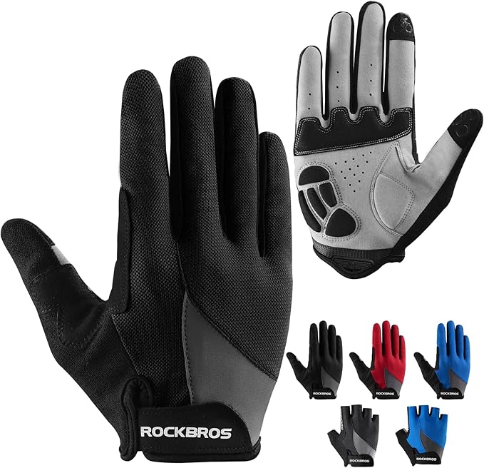 ROCKBROS Cycling Gloves for Men Women - Breathable Gel Pad Road Mountain Bike Gloves - Touch Screen Anti-Slip MTB Gloves for Cycling Workout Outdoor Sports