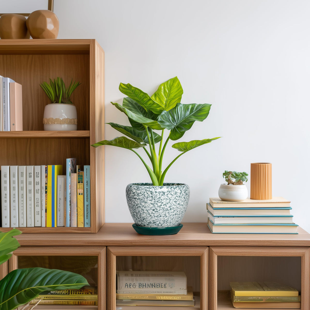 Thirtypot Ceramic Plant Pot, 6 Inch Planters Indoor, Crackle Green