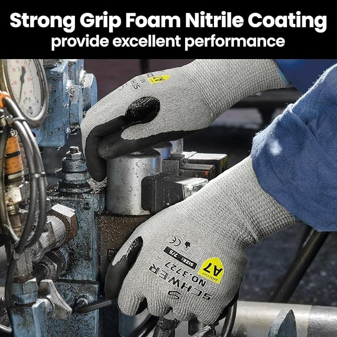 3 Pairs High Level Cut Resistant Work Gloves for High Risk Work, ANSI A7 Cutting Gloves with Reinforced Thumb, Used for WoodWorking, Construction, Non Slip, Durable, Breathable & Cool, L, PR3727