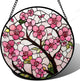 Stained Glass Window Hanging - Cherry Blossoms Birth Flower Suncatcher for Door Garden Patio Sun Catchers Decor Christmas Mother's Day Birthday Gifts for Women Mom Nana Friend Wife 6.3 in