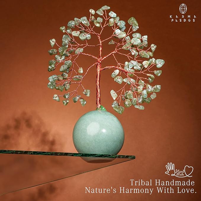 Crystal Tree of Life Birthday Gifts for Women, Mom Green Aventurine Healing Crystals for 7 Chakra Balance, Reiki Healing, Home Decoration Tree for Positive Energy, Good Luck, Office Desk Decor