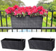 LaLaGreen Outdoor Rail Planter for Balcony (20 Inch, 2 Pack) Large Black Self Watering Deck Railings Planters with Brackets, Rectangular Plastic Fence Flower Box Designer Choice with Rattan Pattern