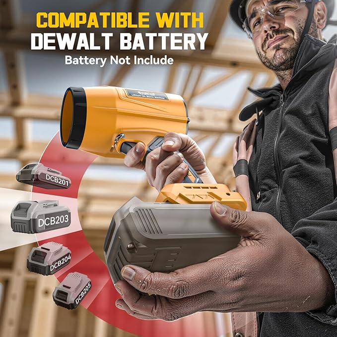800,000 RPM Leaf Blower Compatible with Dewalt 20V: Ecarke Cordless Dust Blower, Electric Turbo Jet Blower Handheld Battery Powered with Brushless Motor for Patio Garden Lawn (No Battery)