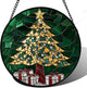 HWRHTR Stained Glass Window Hanging - Gold Green Christmas Tree Suncatcher for Doors Home Christmas Decoration Winter Sun Catcher Thanksgiving New Year Birthday Gifts for Women Men Mom Nana 11.8 in