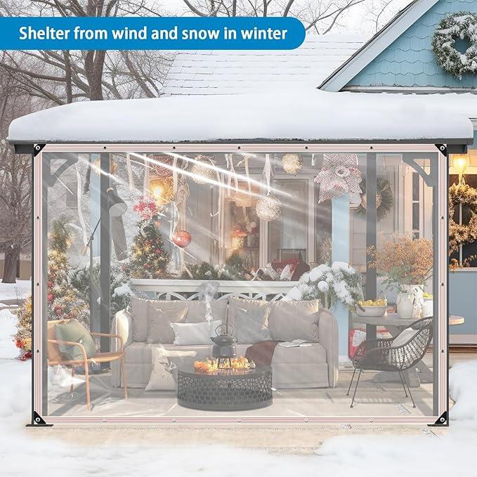Clear Tarps Heavy Duty Waterproof 7x10FT,Clear Plastic Tarp with Grommets,Transparent PVC Vinyl Tarpaulin for Outdoor,Plant,Garden,Chicken Coop,Patio,Cat Litter