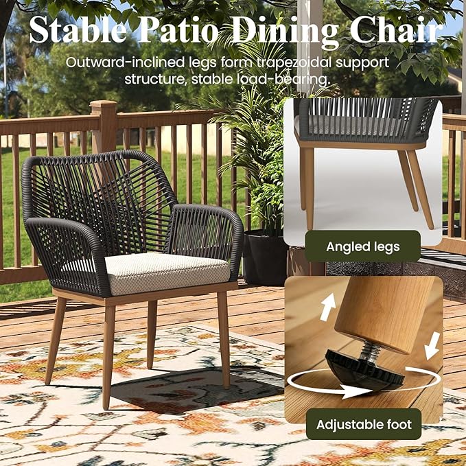 LayinSun Outdoor Dining Set for 10, 11 Pieces Patio Furniture Sets with Aluminum Dining Table and Rope Weave Chairs