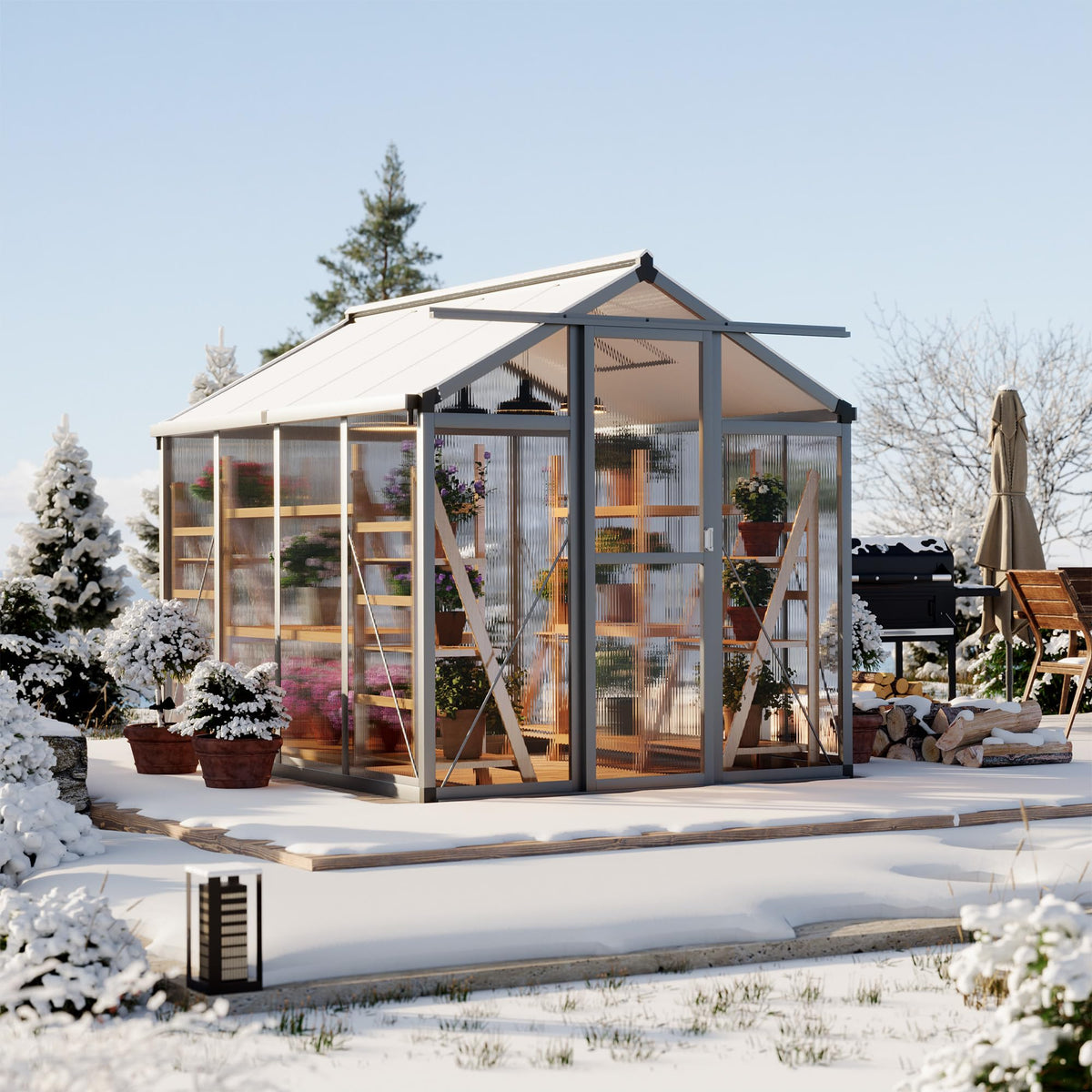 Garvee 6x8ft Walk-in Greenhouse, Heavy Duty Large Outdoor Green House