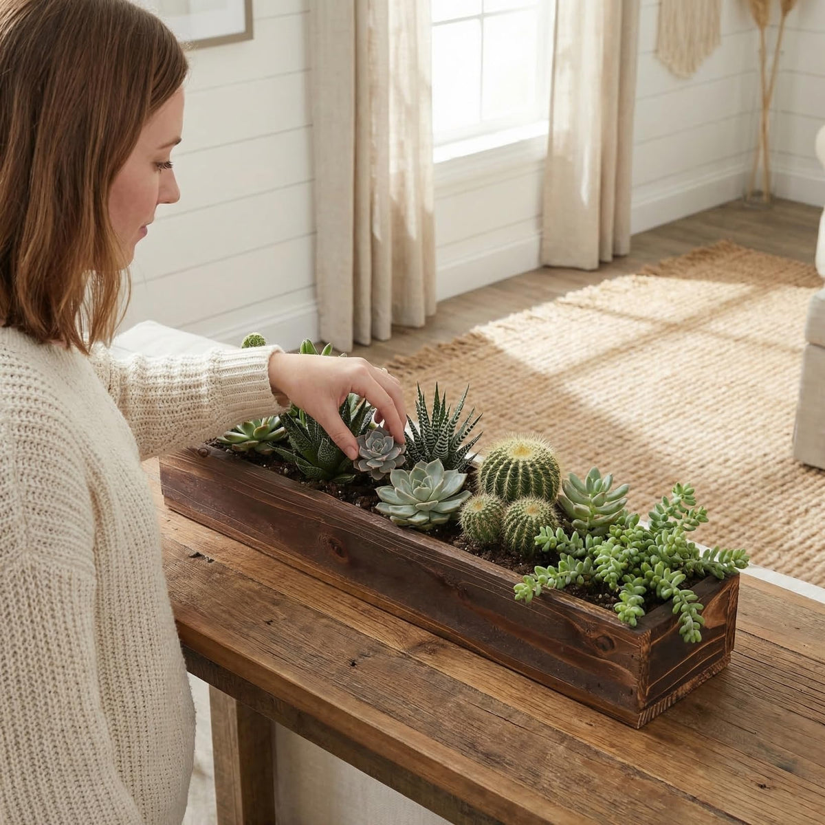 JOINPAYA Wooden Window Planter Box for Succulents