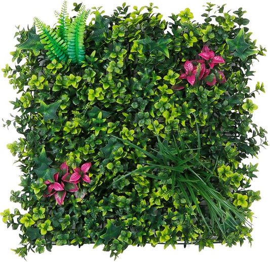 Yangrass Artificial Boxwood Wall Panels, 20''x20'' 8pcs Grass Wall Panels with Mint Plant Leaves, Greenery Backdrop Privacy Screen with UV Protection, Green Grass Wall for Garden Indoor Outdoor Decor