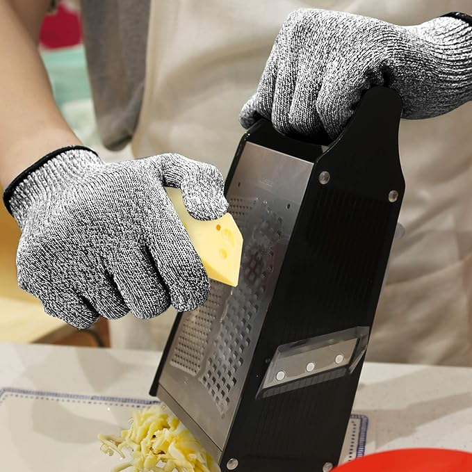 Evridwear Cut Resistant Gloves Food Grade Level 5 Kitchen Safety Protection (Gray, Medium)
