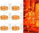 TingMiao Halloween Orange Fairy Lights Battery Operate,7.2ft 20 LEDs String Lights Silver Copper Wire for Hallowen Christmas DIY Decoration Wedding Party (6 Pack)