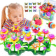 FUNZBO 109pcs Flower Garden Building Toy Set - Christmas Spring Toys for 3 4 5 6 7 Years Old Girl, STEM Montessori Educational Toy for Kid Toddler, Sorting & Stacking Building Block Birthday Gift