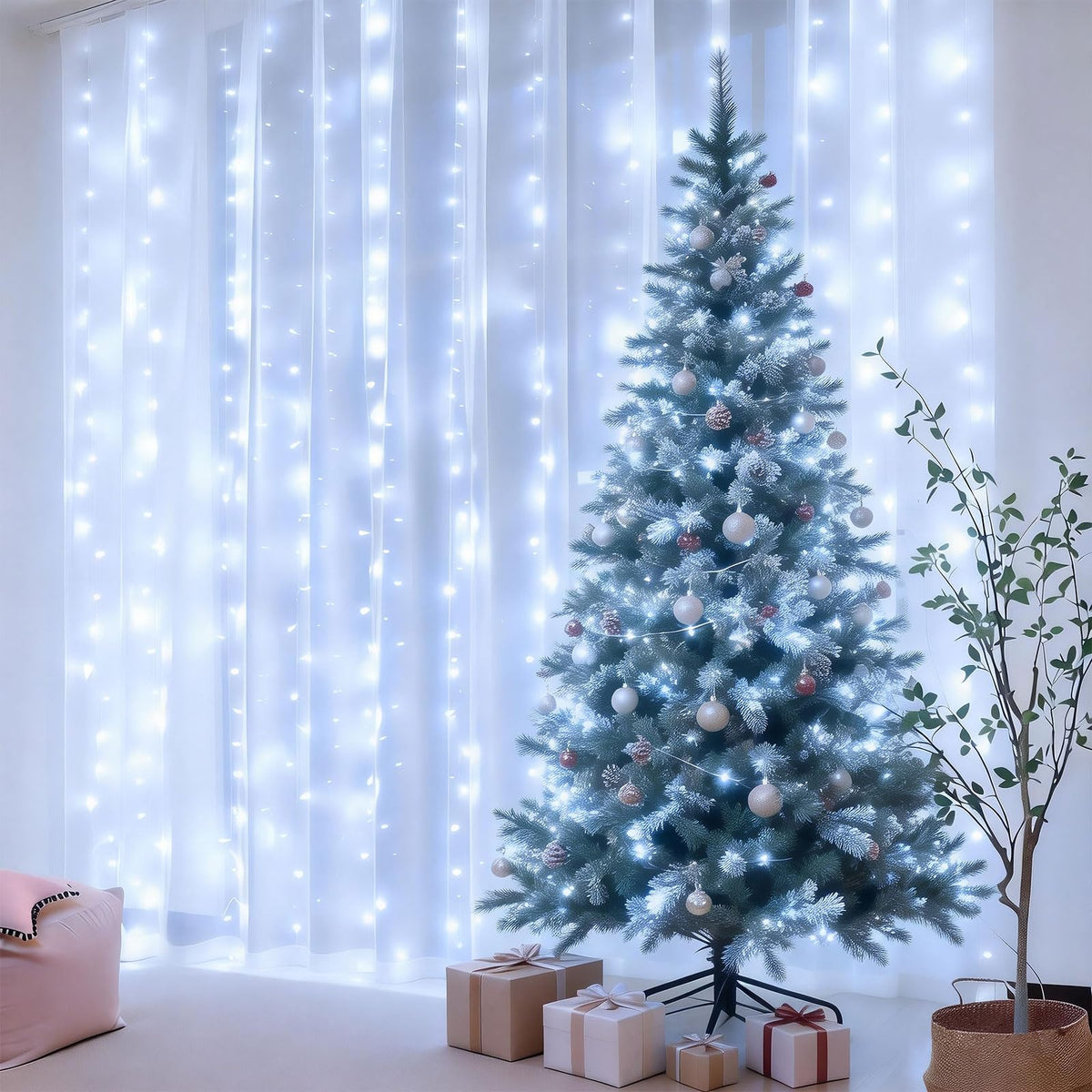 300LED Fairy Curtain Lights 9.8ft x 9.8ft LED Dimmable Twinkle Lights