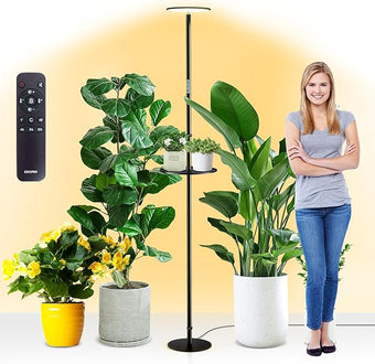 chiphy 69" Full Spectrum Grow Light for Indoor Plants, 40W Tall Plant Lights with Tray, 4/8/12H Timer, 10 Level Dimmable Brightness, Heights Adjustable, Remote Control, Ideal for Large Tall Plants