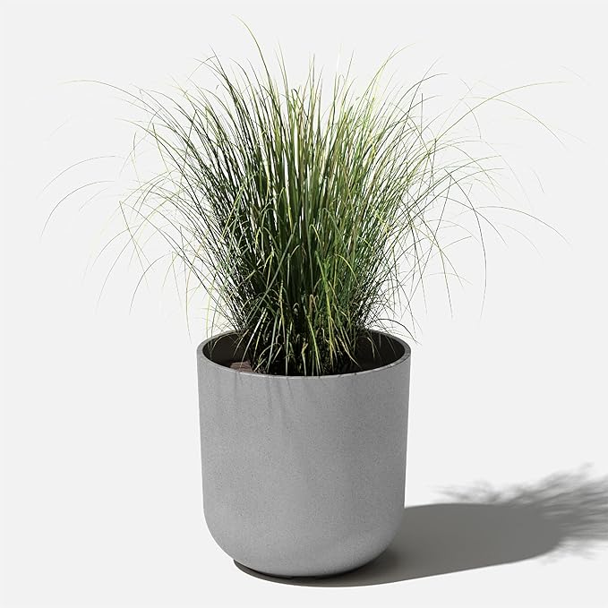 Veradek Mason Series Lima Planter - Round Planter for Indoor or Outdoor Porch/Garden | Made from Plastic-Stone Composite with Drainage Holes | Modern Décor for Succulents, Flowers, Small Plants