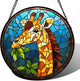 Stained Glass Window Hanging Orange Giraffe Blue Green Leaves 6.3" - Suncatcher Door Garden Sunroom Sun Catcher Home Decor Birthday Christmas for Mom Men Woman Nana