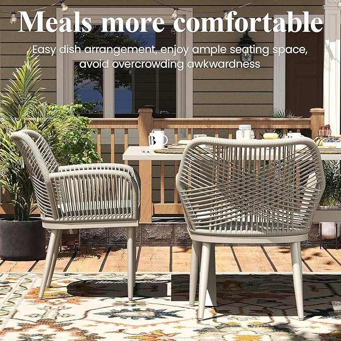 LayinSun Outdoor Dining Set for 8, 9 Pieces Patio Furniture Sets with Aluminum Dining Table and Rope Weave Chairs