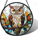 DASTOLL Stained Glass Window Hanging, Owl Colorful Leaves Birds Sun Catchers Diamond Glass Panel Hangings Suncatcher Decor for Birthday for Women, Men, Wife, Aunt, and Mom 9.8 in