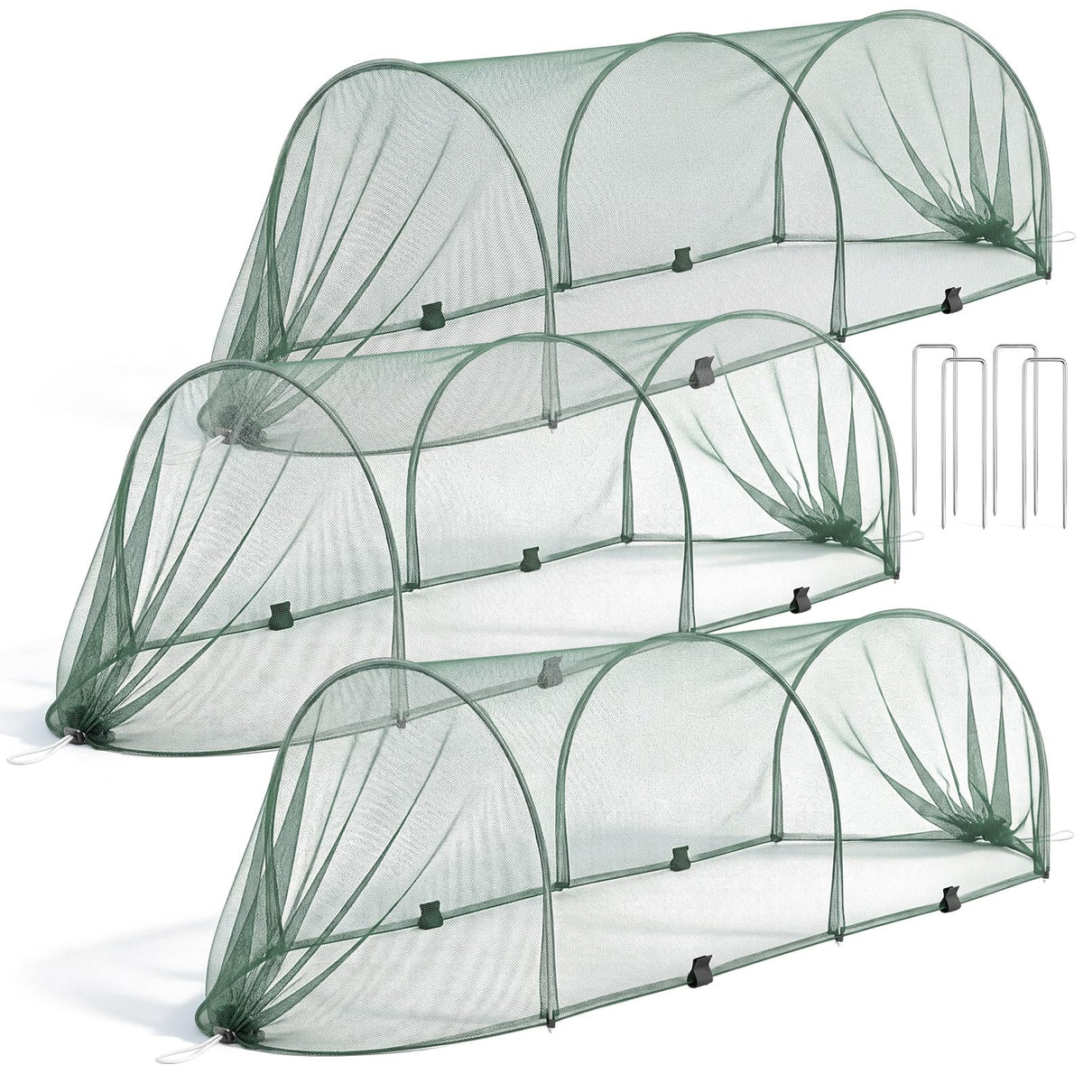 GliCraft 3 Pack Garden Bed Cover Row Accelerator Plants Cover,Green,4ft