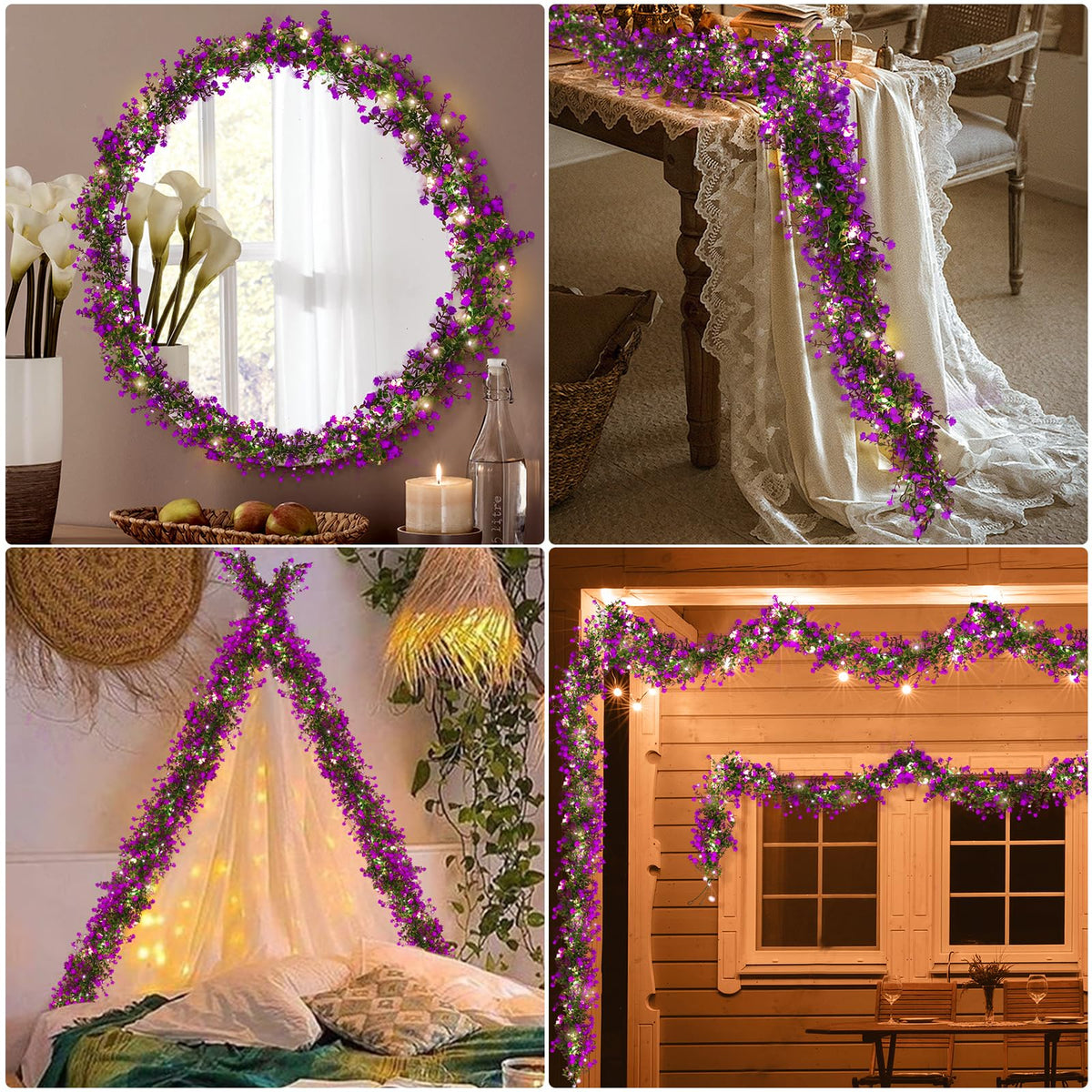 RECUTMS 3 Pcs Artificial Garland Greenery Fake Hanging Spring Lighted Vines