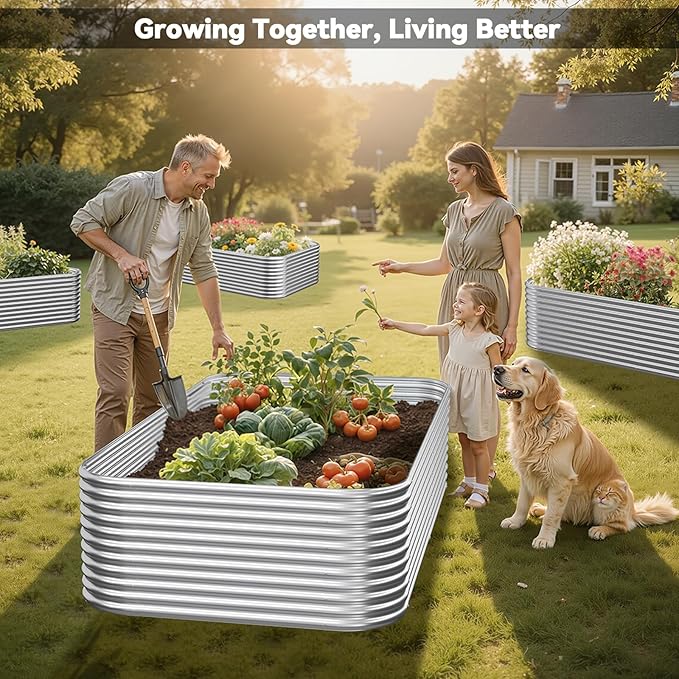 3 Pack Tall 4x2FT Corrugated Galvanized Steel Raised Garden Bed Outdoor, Metal Above Ground Garden Bed for Vegetables and Flowers, Raised Beds for Gardening
