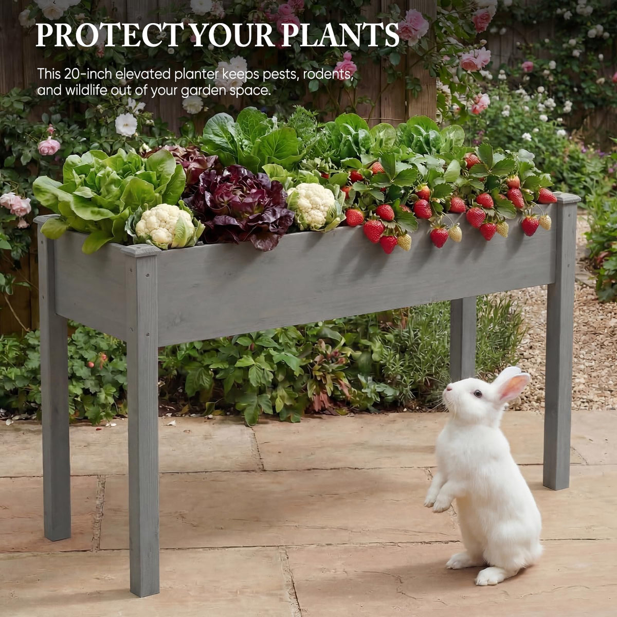 DUMOS 48x24x30 Inch Raised Garden Bed, Elevated Wood Planter Box with Legs