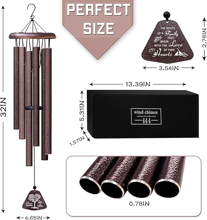 Fusui Anniversary Wedding Gifts for Men Women Couple Wind Chimes 32", Cool Anniversary Romantic Gift Ideas for Him Husband Boyfriend Parents, Happy Anniversarys Decorations for Her Wife Girlfriend