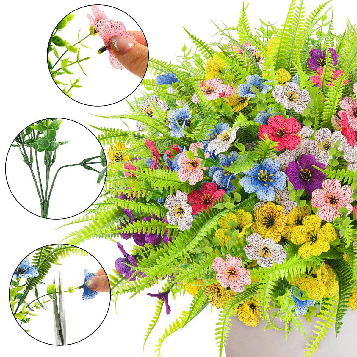 ATTGREAT Artificial Flowers Outdoors UV Resistant, 12 Bundle(Multicolor)