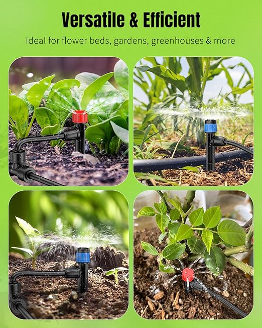 Pawfly 30 Pcs Drip Emitters for 1/4" Drip Irrigation Tubing, Drip Irrigation Emitters Sprinkler Heads with Adjustable 360 Degree Water Flow, Garden Drippers for Plants Watering System