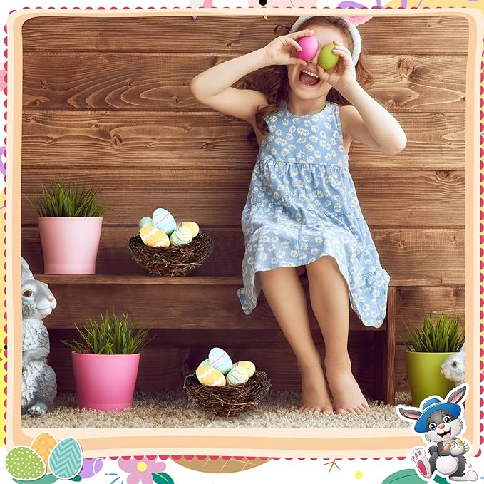 Therwen 10 Pcs Easter Artificial Bird Nest Crafts Birdhouse Nest Natural Rattan Nests for Easter Decor Home Party Wedding Patio Garden Yard Succulent Planter Moss Landscape DIY Terrarium (5.9 Inch)