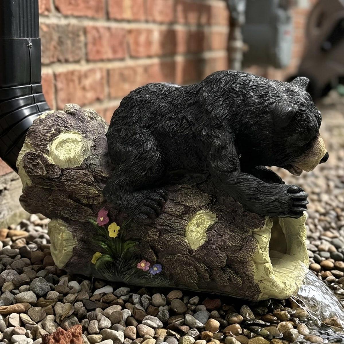 Elenon Bear Decorative Gutter Downspout Extension Statue, Animal Gutter Guardian Rain Downspout Extender, Garden Splash Block Outdoor Sculpture for 2" × 3" Down Spouts Decor