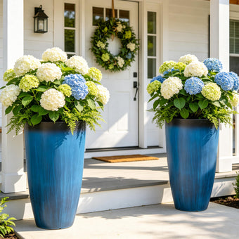 Autodaya 24" Large Tall Outdoor Planters Set of 2, Faux Ceramic Flower Pots