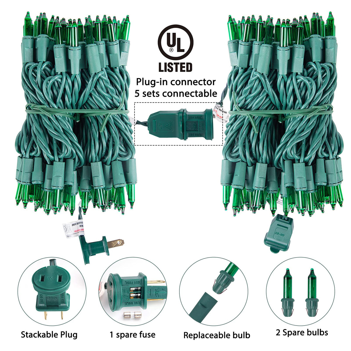 Minetom St. Patrick's Day String Lights, 100 Count 20 Ft Incandescent Bulb