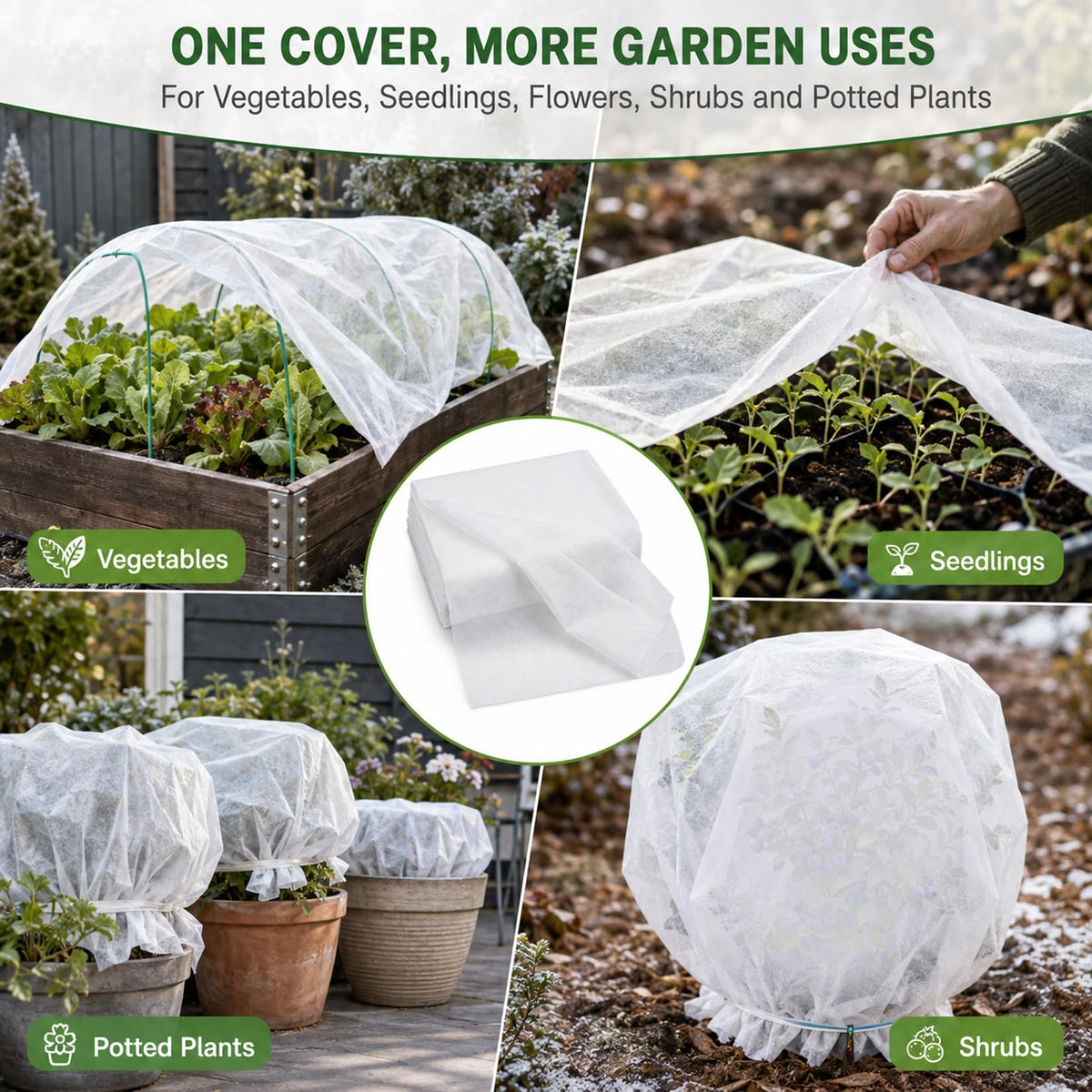 MAQIHAN Plant Covers Freeze Protection - 4.9ft x 16ft Frost Cloth for Plant
