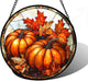DASTOLL Stained Glass Window Hanging, Pumpkin Maple Leaf Suncatcher for Doors Home Sun Catchers Decoration and Christmas, Mother's Day Birthday Gifts for Women, Men, and Mom 7.8 in