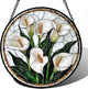 DASTOLL Stained Glass Window Hanging, White Calla Lily Flowers Sun Catchers Glass Panel Plant Suncatcher Decor for Birthday for Women, Men, Wife, Aunt, and Mom 14.9x14.9 in