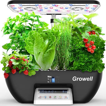 Hydroponics Growing System Kit, 17 Pods Herb Garden with 102 28W Full-Spectrum Grow Lights & 2 Fans, Indoor Garden with Water Pump, 10L Water Tank, Auto Timer, Height Adjustable (Black & White)