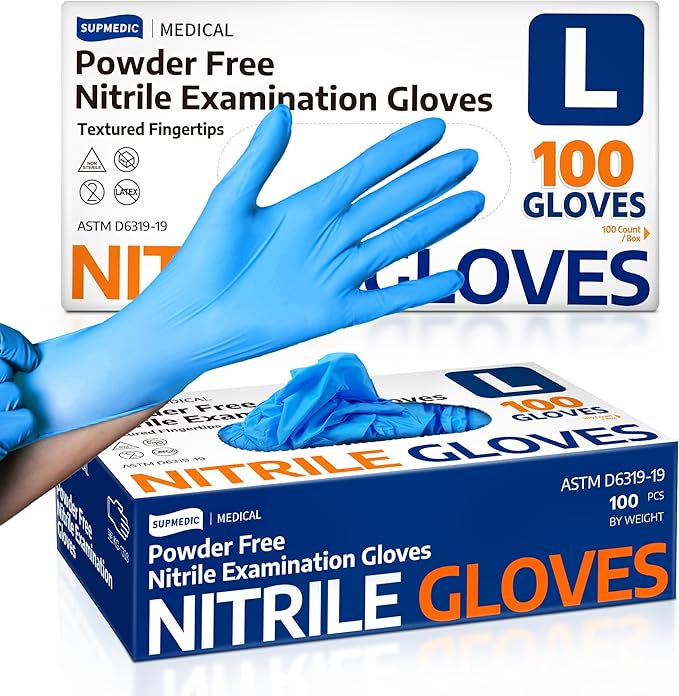 Medical Soft Max™ Nitrile Exam Gloves, 100 Count Latex-Free Powder-Free Non-Sterile Food Safe Disposable Glove, Blue